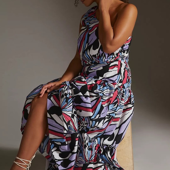 Maeve One-Shoulder Printed Midi Dress - Picture 4 of 5